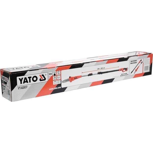 YATO YT-82837 Akumuliatorinis teleskopinis grandininis pjūklas | 18V 200-280 cm | be akumuliatoriaus