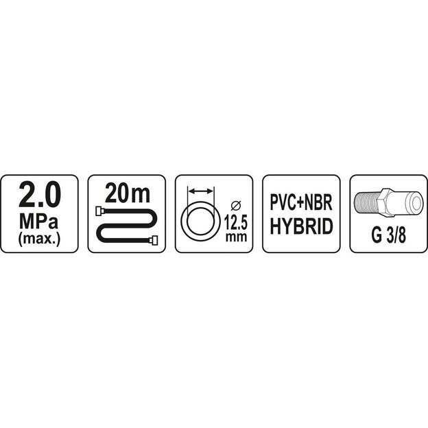 Žarna hibridinė su išoriniais sriegiais 3/8  (Ø12.5x17mm) 20m