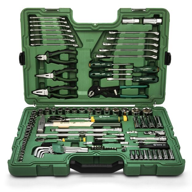 1/4  + 1/2  Galvučių ir įrankių rinkinys 104vnt. 2