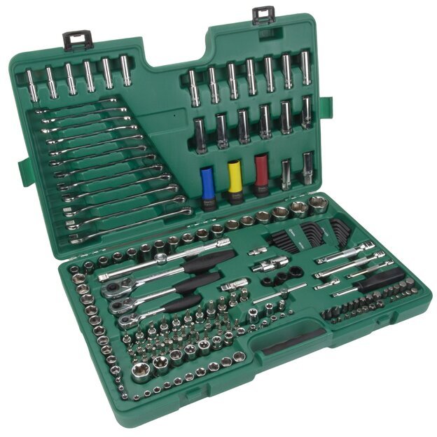 Galvučių ir raktų rinkinys 1/4" + 3/8" + 1/2" 190 vnt., 6-kampės 2