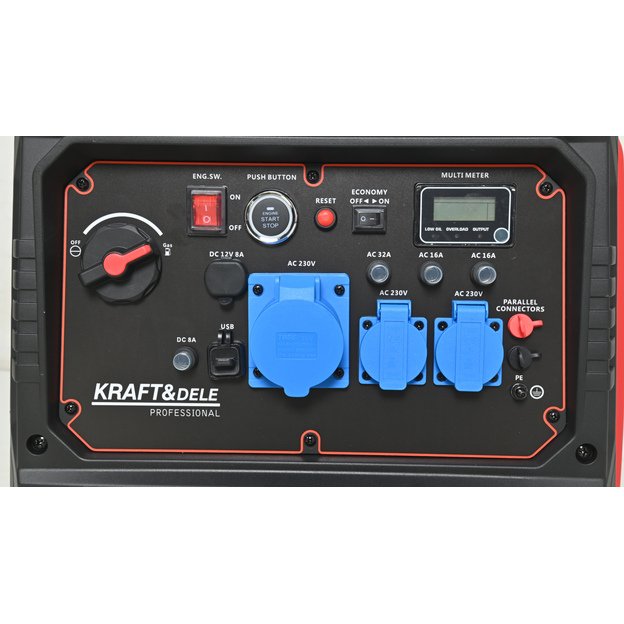 Inverterinis benzininis elektros generatorius KRAFT&DELE KD3164 6,7 kW | 230V 3