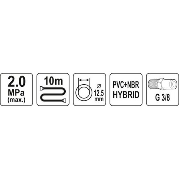 Žarna hibridinė su išoriniais sriegiais 3/8  (Ø12.5x17mm) 10m