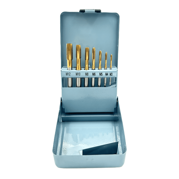 Sriegiklių rinkinys M3-M12 HSS M35 su TiN danga (7vnt)