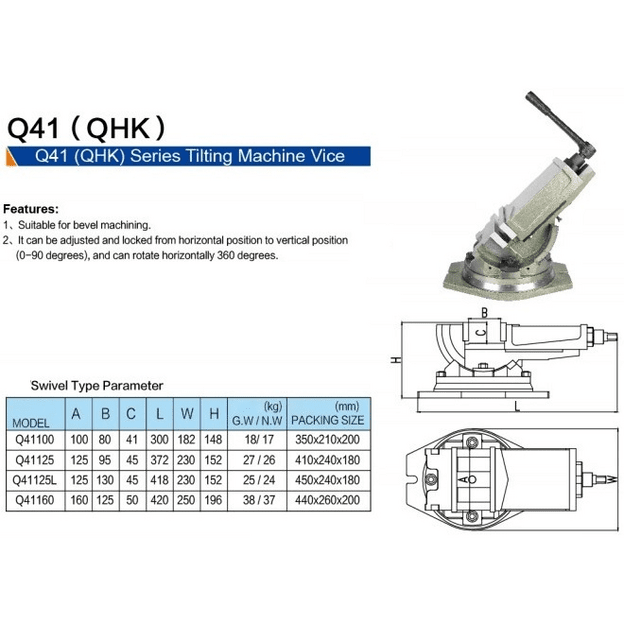 QHK declinable machine vice