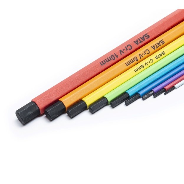 L-Handle Hex key extra long colored ball point set 9pcs (1.5-10mm)