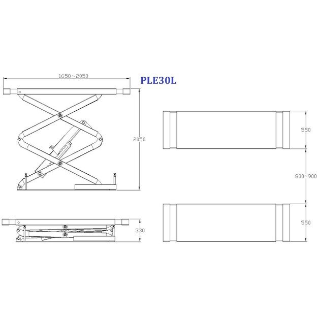 Underground scissor hydraulic lift, 3t, 380V 1