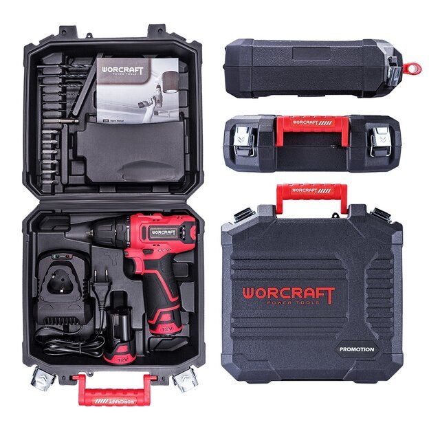Li-ion Cordless drill 12V with accesorries in plastic box 5
