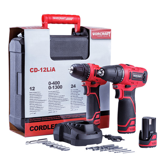 Li-ion Cordless drill 12V with accesorries in plastic box 1