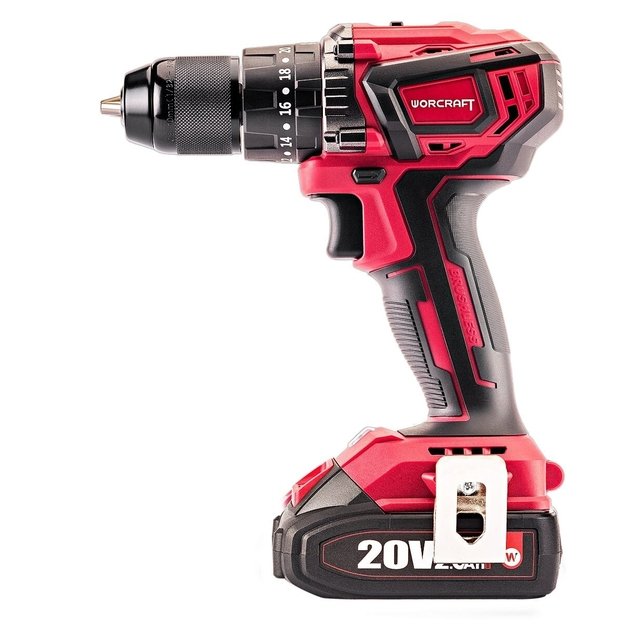 Akumuliatorinis suktuvas-gręžtuvas su kalimu WORCRAFT 20V LI-ION ir priedais 78vnt., 2x2.0Ah 7
