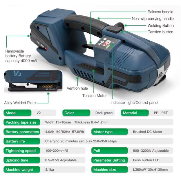 Akumuliatorinis PP/PET juostos rišimo įrenginys 6