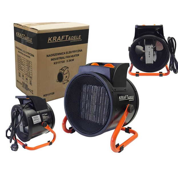 Kraftdele KD11728  Elektrinis šildytuvas 3,5 kW su termostatu