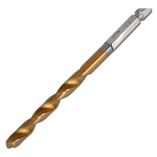 Grąžtų rinkinys su Hex 6.3 mm (1/4") galu | titano nitridas | 1.5 - 6 mm | 10 vnt.  2