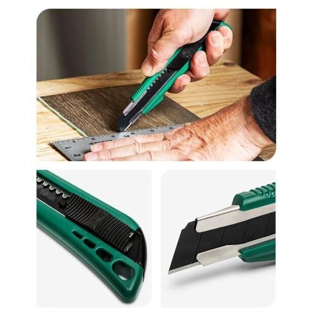 Peilis plastikine rankena su keičiama geležte 18mm 18x100mm 2