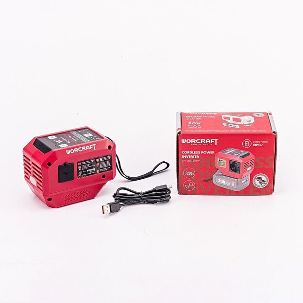 Akumuliatoriaus inverteris 220V+USB 20V LI-ION 15