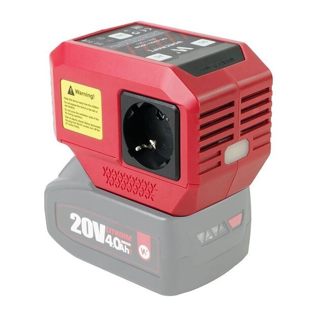 Akumuliatoriaus inverteris 220V+USB 20V LI-ION