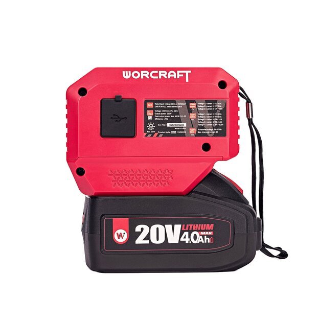 Akumuliatoriaus inverteris 220V+USB 20V LI-ION 7