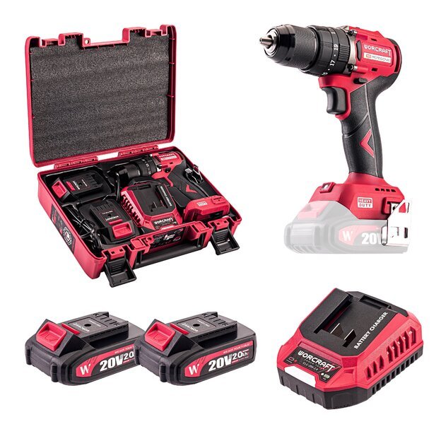 Akumuliatorinis suktuvas-gręžtuvas su kalimu 20V LI-ION, 2x2.0Ah (pl.dėž.)