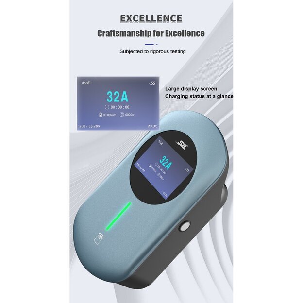 EV įkrovimo stotelė 22kW 32A TYPE2 WiFi BT 4