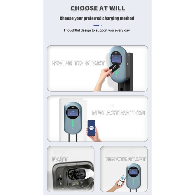 EV įkrovimo stotelė 22kW 32A TYPE2 WiFi BT 5