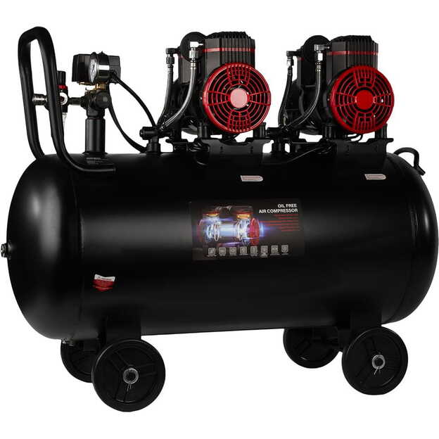 Oil-free air compressor 100L / 1500W x 2 230V 2