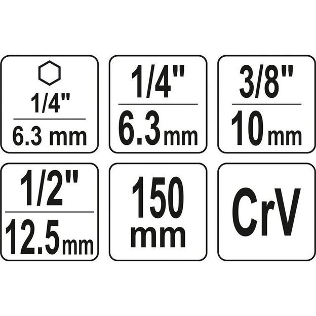 1/4 +3/8 +1/2  prailgintų adapterių suktuvui rinkinys 3vnt.