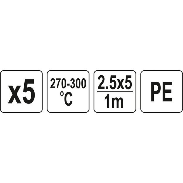 Plastiko suvirinimo juostų rinkinys (5vnt) (PE polietilenas) 2.5x5mm 5х1m