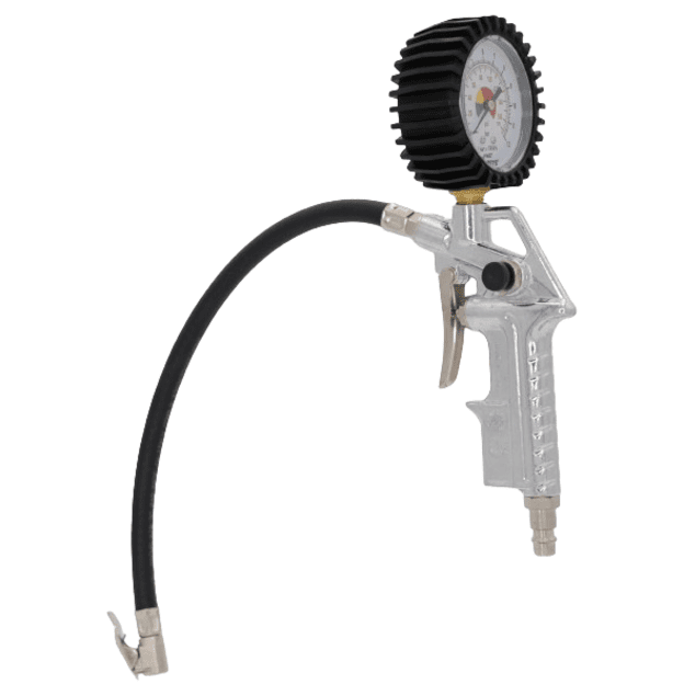 Tire inflating gun with manometer