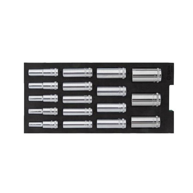 Prailgintų šešiakampių galvučių rinkinys 1/2" 17 vnt. EVA padėkle 2