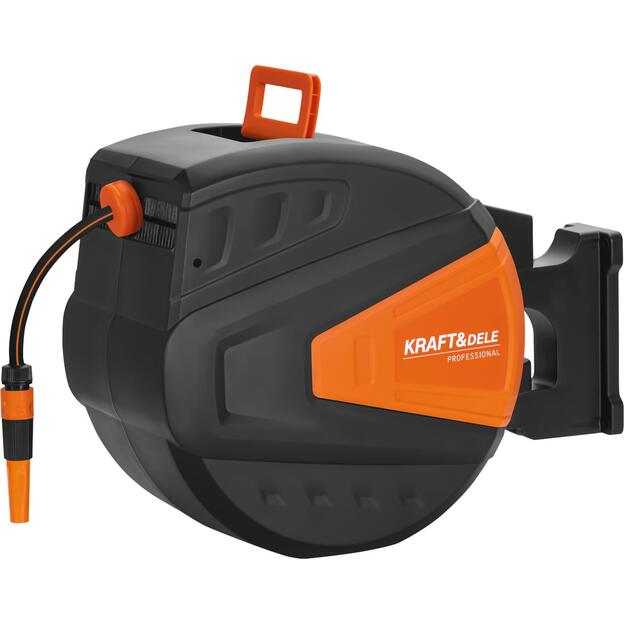 Automatinė sodo žarnos ritė 40m + 2m 1/2" su sieniniu laikikliu KD2155