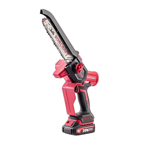 Akumuliatorinis grandininis mini pjūklas WORCRAFT 20V LI-ION 2.0Ah (pl.dėž.)