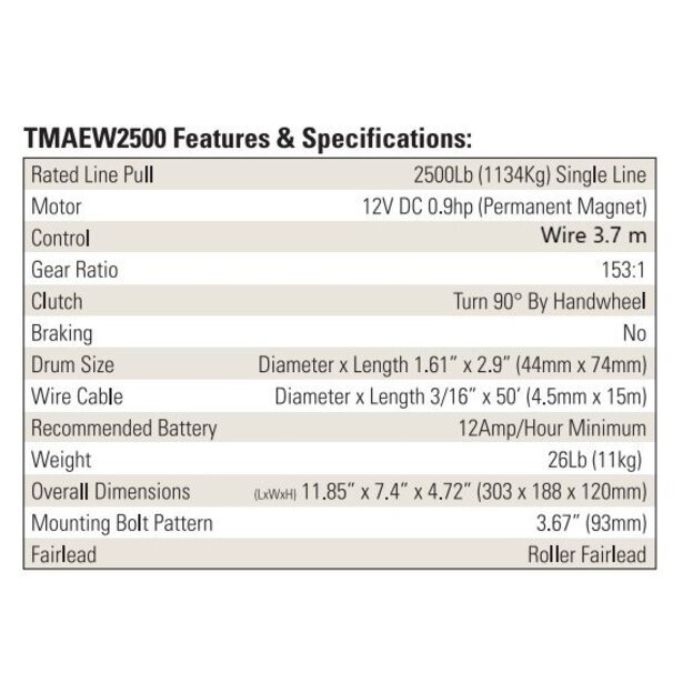 Electric winch 12V 2500LBS/1134KG (wire rope) 1