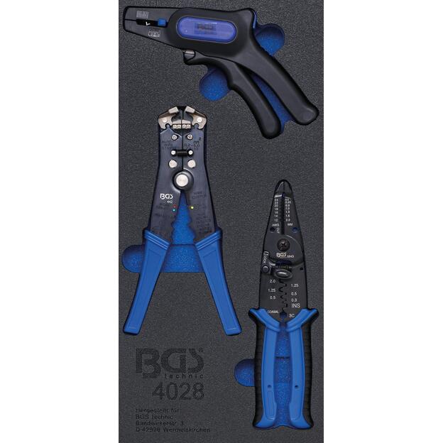 BGS 4028 Įrankių dėklas 1/3: Replės laidams  3 vnt.