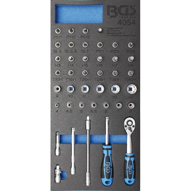 BGS 4054 Įrankių dėklas 1/3: galvučių rinkinys  6.3 mm (1/4")  41 vnt.