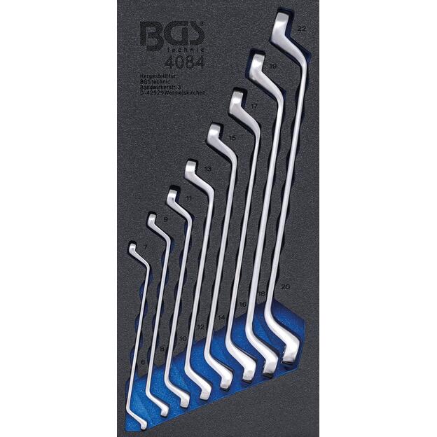 BGS 4084 Įrankių dėklas 1/3: Kilpinių raktų rinkinys  gilus poslinkis 6x7 - 20x22 mm  8 vnt. 