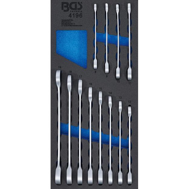 BGS 4196 Įrankių dėklas 1/3: terkšlinių raktų rinkinys  8 - 19 mm 12 vnt. 