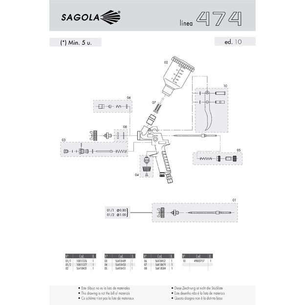 SAGOLA GRAVITY 474 Mini dažymo pulverizatorius 1.0mm