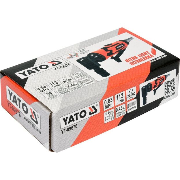 YATO YT-09676 Pneumatinis šlifuoklis kampinis  6 mm