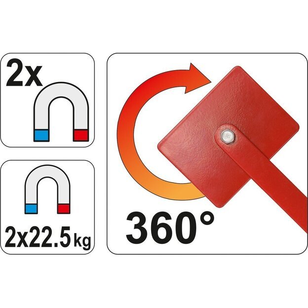 Magnetinis suvirinimo laikiklis reguliuojamas  2 x 22,5 kg